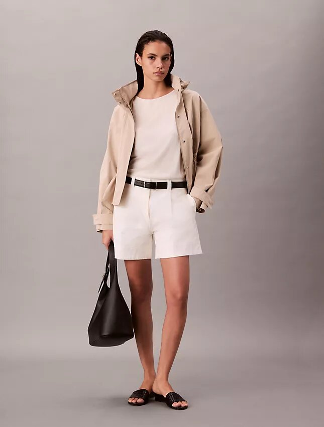 Bermudas plisadas de Cotton Stretch de algodón Bermudas plisadas de Cotton Stretch de algodón