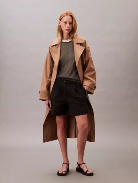 Bermudas plisadas de Cotton Stretch de algodón
