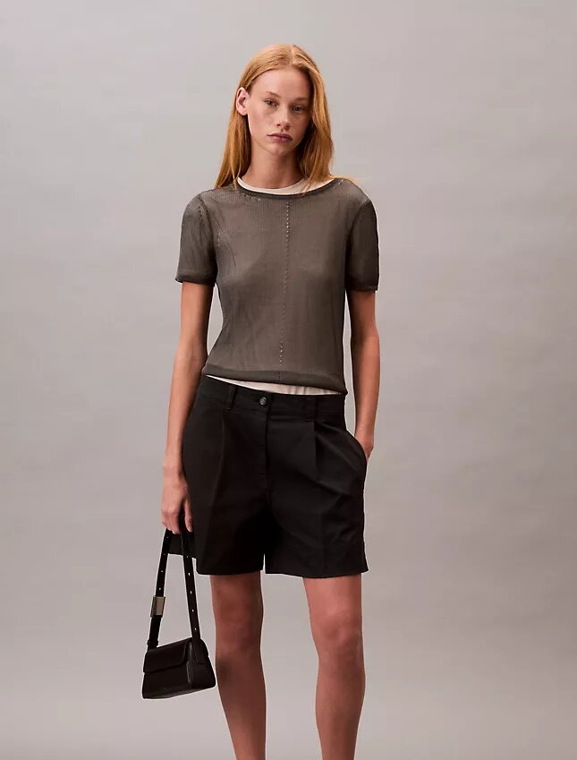 Bermudas plisadas de Cotton Stretch de algodón Bermudas plisadas de Cotton Stretch de algodón