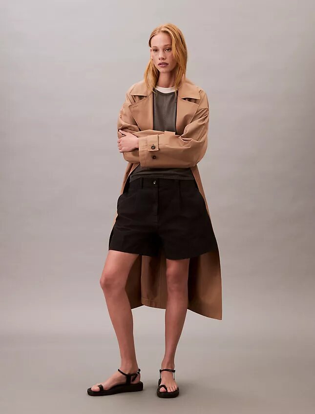 Bermudas plisadas de Cotton Stretch de algodón Bermudas plisadas de Cotton Stretch de algodón