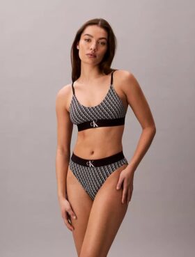 Bikini de cintura alta elástico de Microfiber con Monogram gráfico
