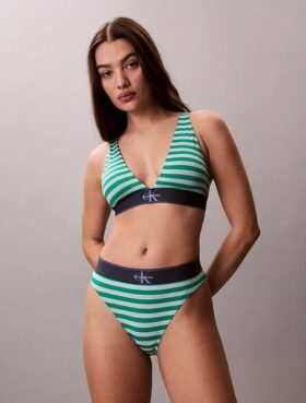Bikini de cintura alta elástico de Microfiber con Monogram gráfico