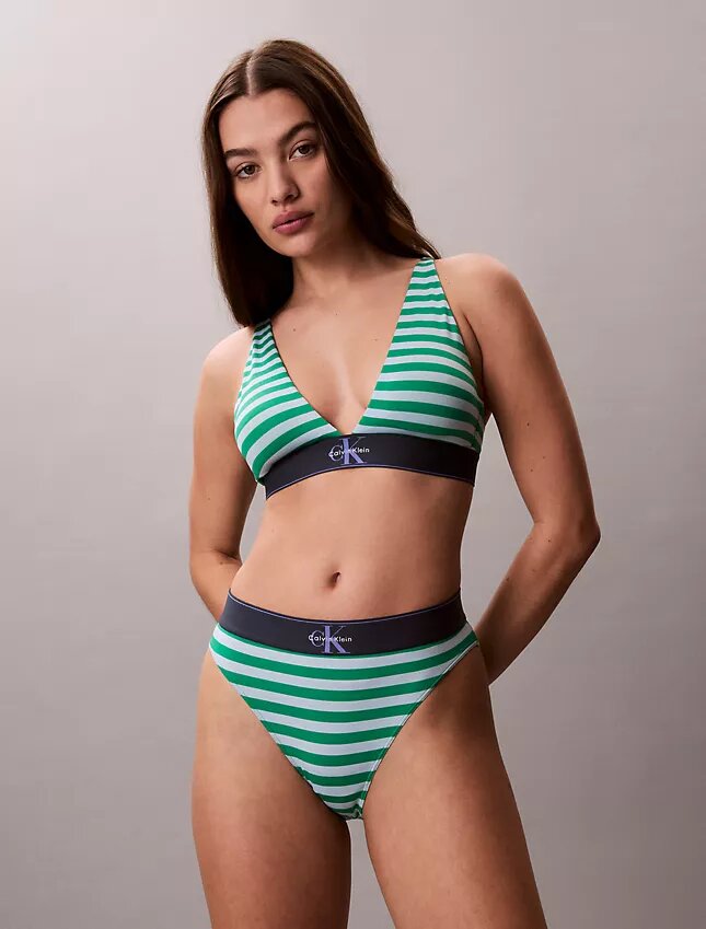 Bikini de cintura alta elástico de Microfiber con Monogram gráfico Bikini de cintura alta elástico de Microfiber con Monogram gráfico