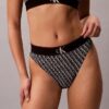 Bikini de cintura alta elástico de Microfiber con Monogram gráfico Bikini de cintura alta elástico de Microfiber con Monogram gráfico