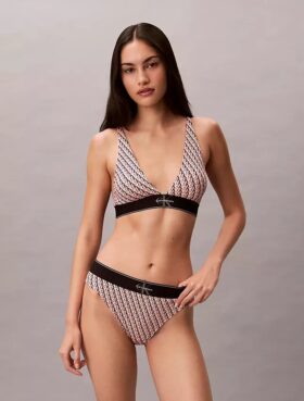 Bikini de cintura alta elástico de Microfiber con Monogram gráfico