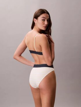Bikini de cintura alta elástico de Microfiber con Monogram gráfico