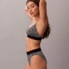 Bikini de cintura alta elástico de Microfiber con Monogram gráfico Bikini de cintura alta elástico de Microfiber con Monogram gráfico