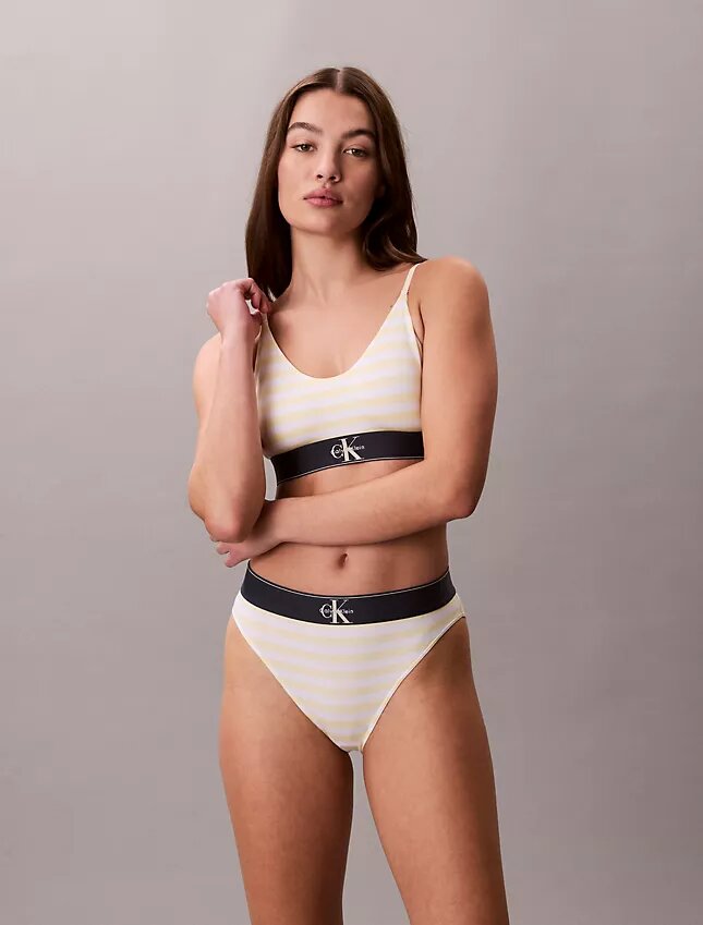 Bikini de cintura alta elástico de Microfiber con Monogram gráfico Bikini de cintura alta elástico de Microfiber con Monogram gráfico