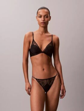 Bikini de encaje floral negro CK Black