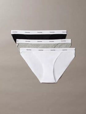 Bikini de tiras de algodón elástico acanalado, paquete de 3