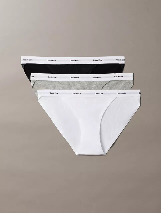 Bikini de tiras de algodón elástico acanalado, paquete de 3 Bikini de tiras de algodón elástico acanalado, paquete de 3