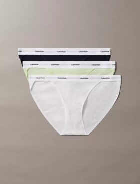 Bikini de tiras de algodón elástico acanalado, paquete de 3