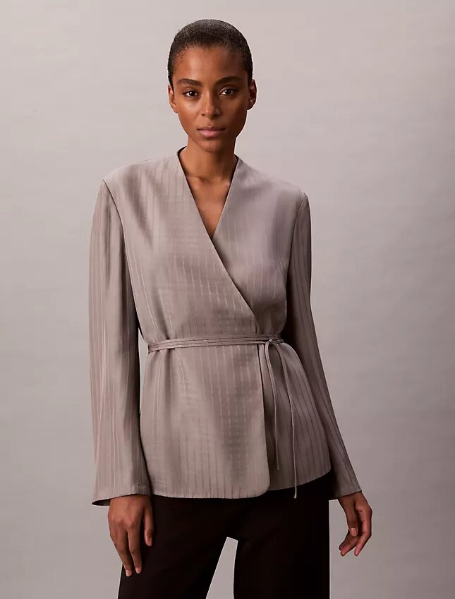 Blazer cruzado de jacquard de viscosa Blazer cruzado de jacquard de viscosa