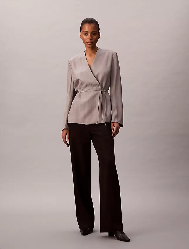 Blazer cruzado de jacquard de viscosa Blazer cruzado de jacquard de viscosa