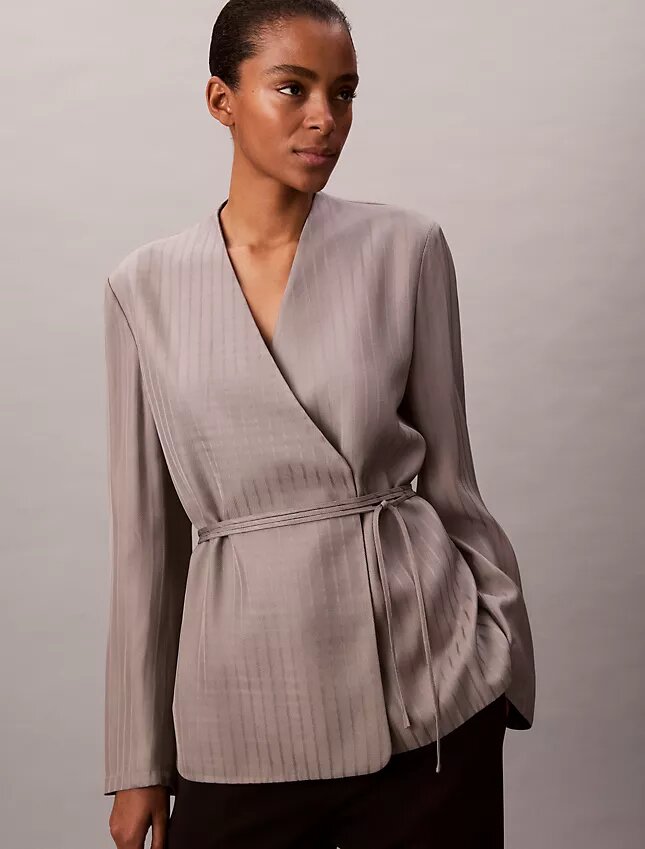Blazer cruzado de jacquard de viscosa Blazer cruzado de jacquard de viscosa