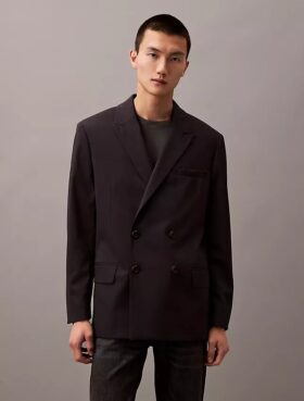 Blazer de doble botonadura en mezcla de gabardina de lana