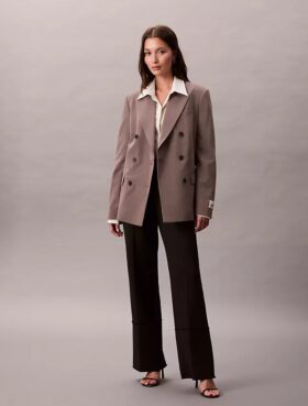 Blazer de doble botonadura en mezcla de gabardina de lana