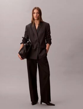 Blazer holgado de mezcla de lana con estampado de pata de gallo