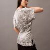 Blusa estampada de satén arrugado