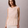 Blusa sin mangas de popelín de algodón