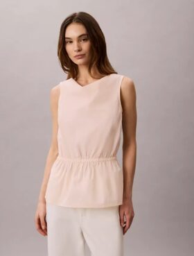 Blusa sin mangas de popelín de algodón