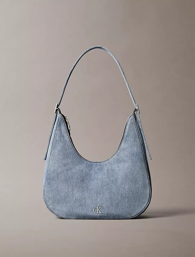 Bolso bandolera de Denim con logotipo en forma de media luna Bolso bandolera de Denim con logotipo en forma de media luna