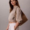 Bolso de hombro con jacquard de emblema