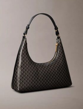 Bolso de hombro con logotipo estampado por toda la superficie