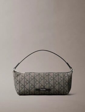 Bolso de hombro de lona con logotipo en todo el diseño