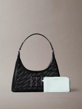 Bolso de hombro de malla con logotipo