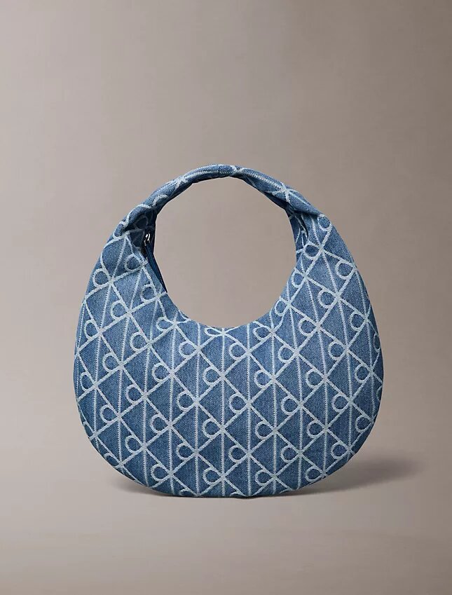 Bolso hobo de Denim con logotipo en todo el diseño Bolso hobo de Denim con logotipo en todo el diseño