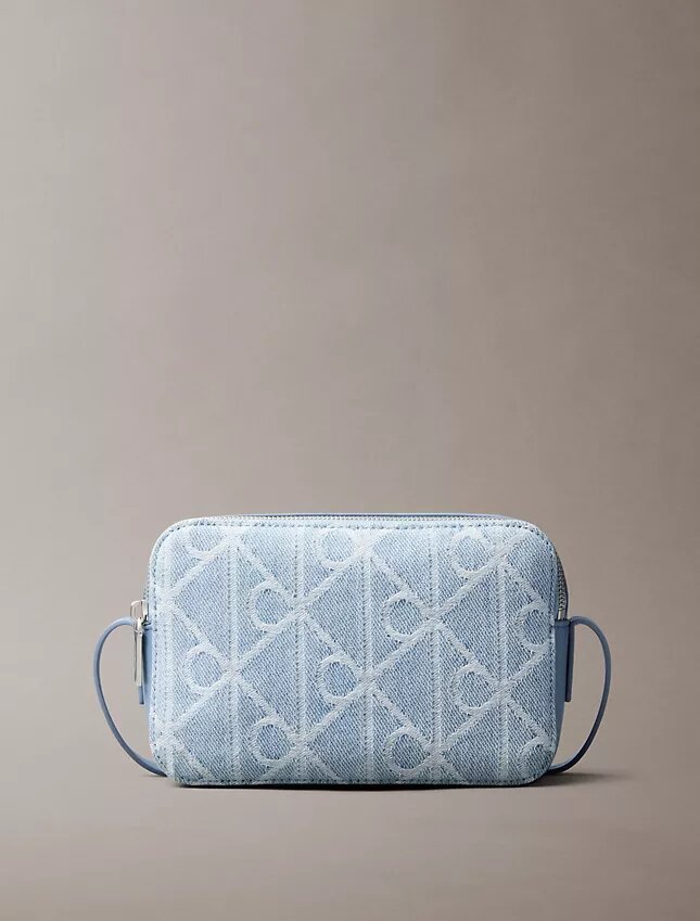 Bolso para cámara de Denim con logotipo en todo el diseño Bolso para cámara de Denim con logotipo en todo el diseño