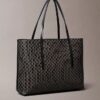 Bolso tote pequeño con estampado del logotipo en todo el tejido y bolsillo Bolso tote pequeño con estampado del logotipo en todo el tejido y bolsillo
