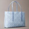 Bolso tote pequeño de Denim con el logotipo del emblema por toda la superficie