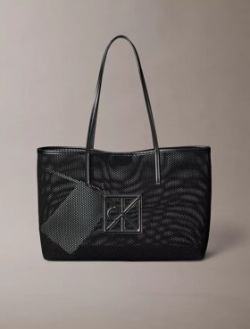 Bolso tote pequeño de malla con logotipo