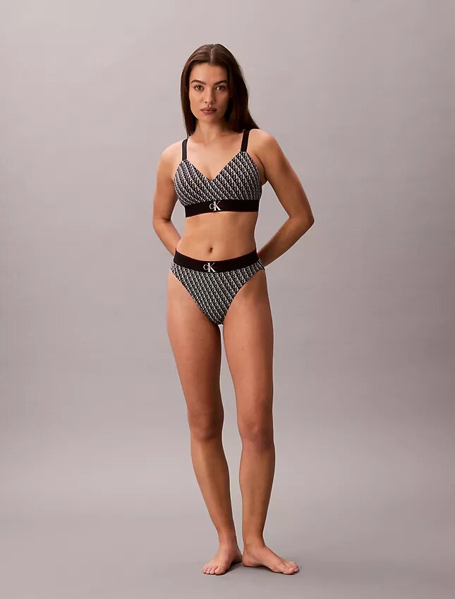 Bralette elástica de Microfiber con Monogram gráfico y forro ligero Bralette elástica de Microfiber con Monogram gráfico y forro ligero