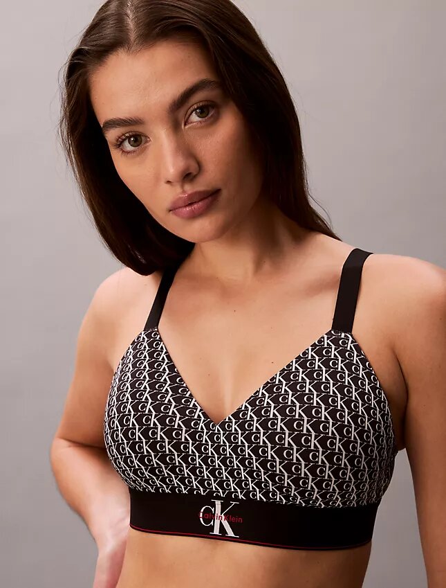 Bralette elástica de Microfiber con Monogram gráfico y forro ligero Bralette elástica de Microfiber con Monogram gráfico y forro ligero