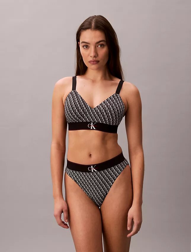 Bralette elástica de Microfiber con Monogram gráfico y forro ligero Bralette elástica de Microfiber con Monogram gráfico y forro ligero