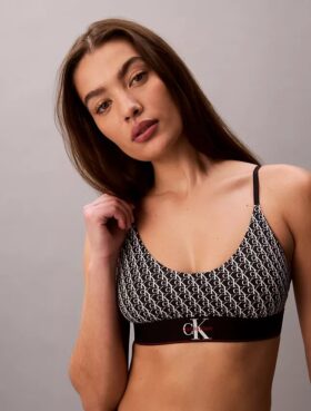 Bralette elástico de microfibra Unlined con Monogram gráfico, sin forro