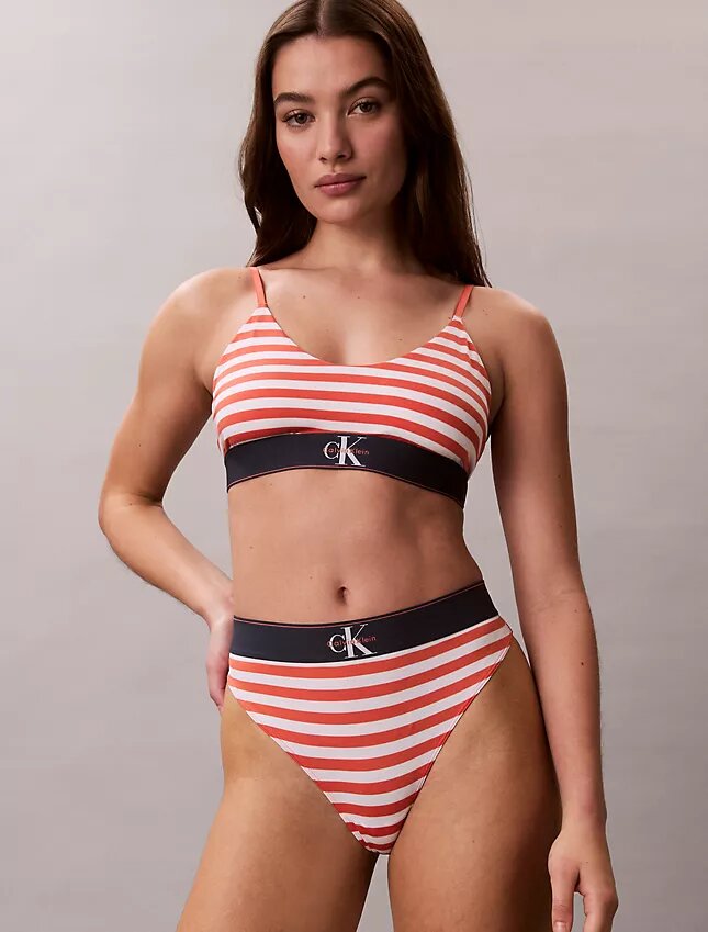 Bralette elástico de microfibra Unlined con Monogram gráfico, sin forro Bralette elástico de microfibra Unlined con Monogram gráfico, sin forro