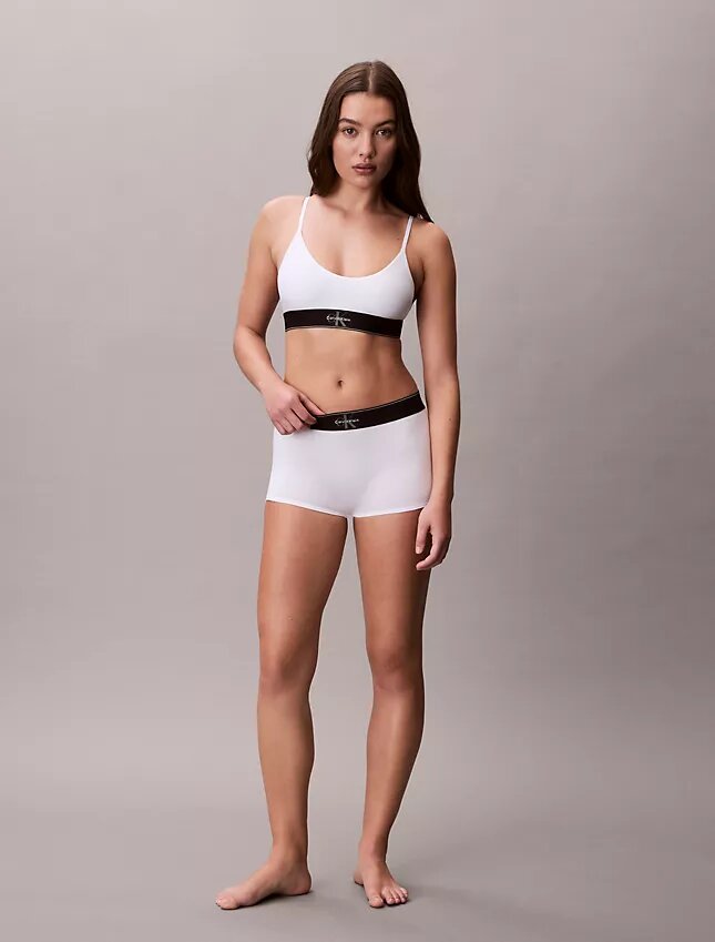 Bralette elástico de microfibra Unlined con Monogram gráfico, sin forro Bralette elástico de microfibra Unlined con Monogram gráfico, sin forro