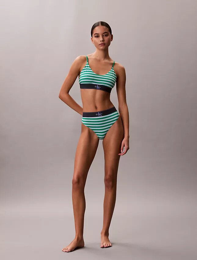Bralette elástico de microfibra Unlined con Monogram gráfico, sin forro Bralette elástico de microfibra Unlined con Monogram gráfico, sin forro