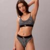 Bralette elástico de microfibra Unlined con Monogram gráfico, sin forro Bralette elástico de microfibra Unlined con Monogram gráfico, sin forro