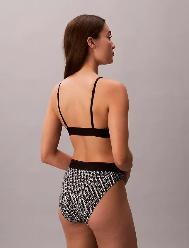 Bralette elástico de microfibra Unlined con Monogram gráfico, sin forro Bralette elástico de microfibra Unlined con Monogram gráfico, sin forro
