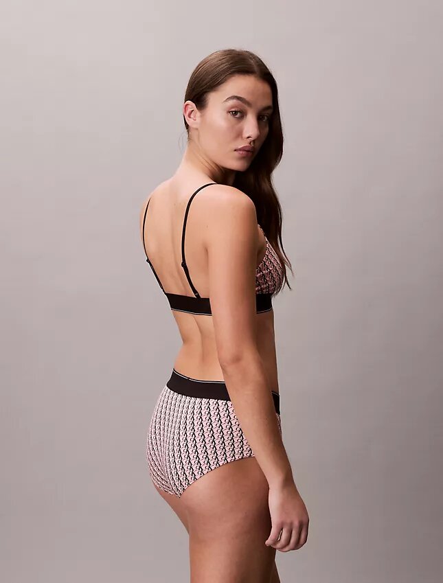 Bralette elástico de microfibra Unlined con Monogram gráfico, sin forro Bralette elástico de microfibra Unlined con Monogram gráfico, sin forro