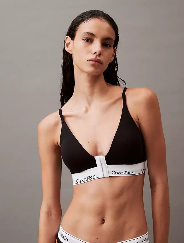Bralette triangular con cierre delantero, ligeramente forrado, de algodón y Modal Bralette triangular con cierre delantero, ligeramente forrado, de algodón y Modal