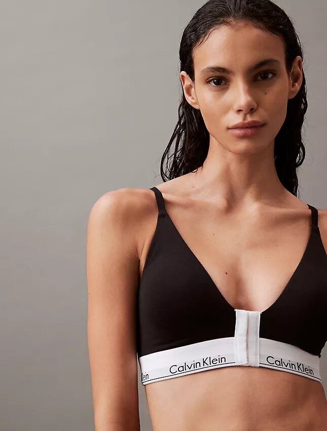 Bralette triangular con cierre delantero, ligeramente forrado, de algodón y Modal Bralette triangular con cierre delantero, ligeramente forrado, de algodón y Modal