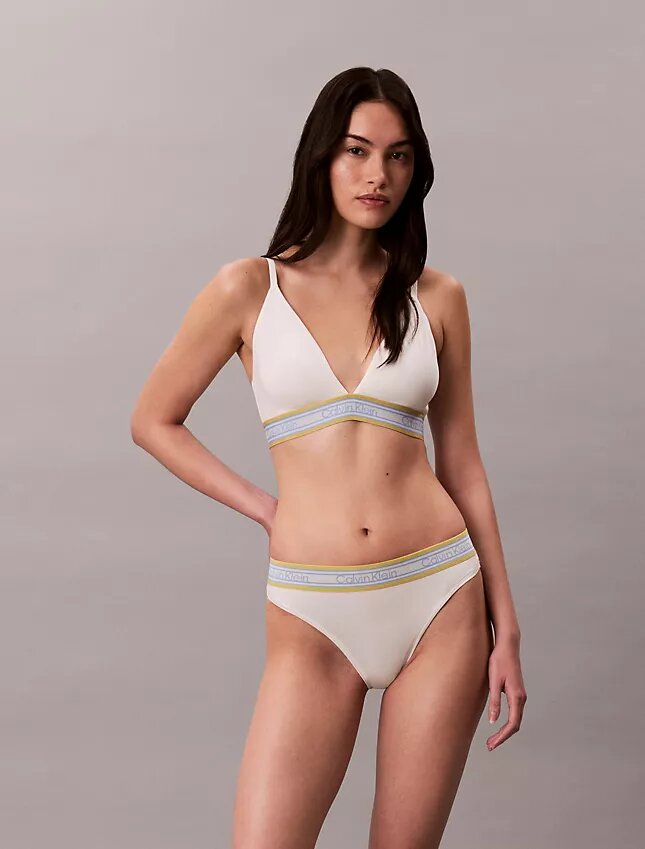 Bralette triangular con rayas de algodón y Modal, ligeramente forrado Bralette triangular con rayas de algodón y Modal, ligeramente forrado
