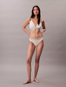 Bralette triangular con rayas de algodón y Modal, ligeramente forrado