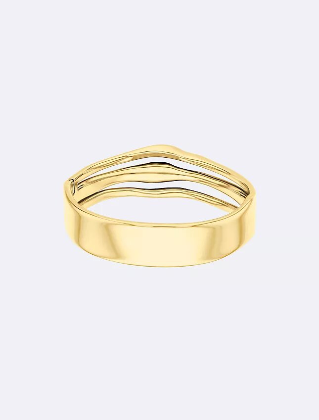 Brazalete con bisagra de forma fluida y escultural Brazalete con bisagra de forma fluida y escultural
